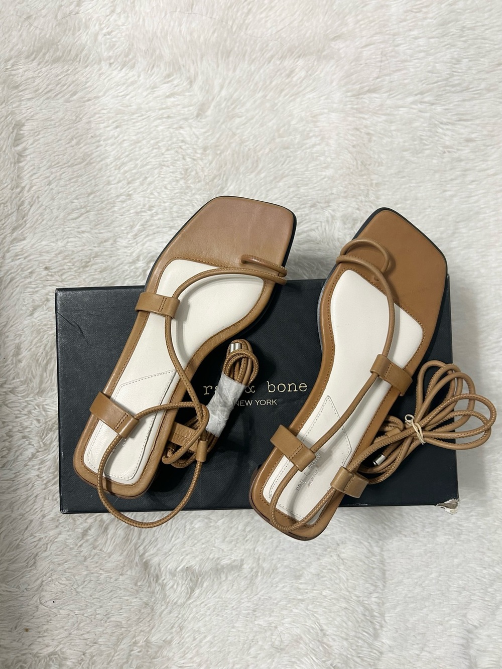 Rag & Bone Cindy Tie Strappy Square-Toe Lace-Up Sandals - Picture 8 of 11